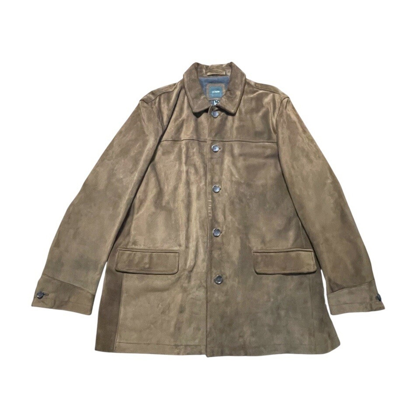 J.Crew Jacket Mens Xl Brown Suede Leather Lined Barn Coat Hunting Heavyweight